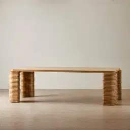 Ophelia Light Brown Ash Veneer Curved Dining Table