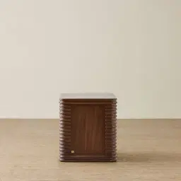 Ophelia Smoky Walnut Veneer Curved Bedside Table