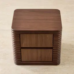 Ophelia Smoky Walnut Veneer Curved Bedside Table