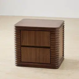 Ophelia Smoky Walnut Veneer Curved Bedside Table