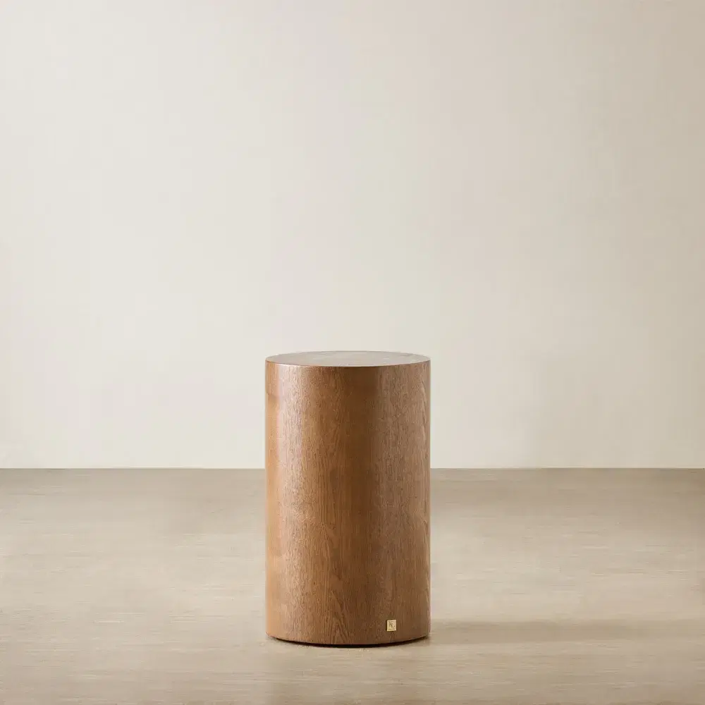 Trento Round Amber Brown Ash Veneer Short Plinth