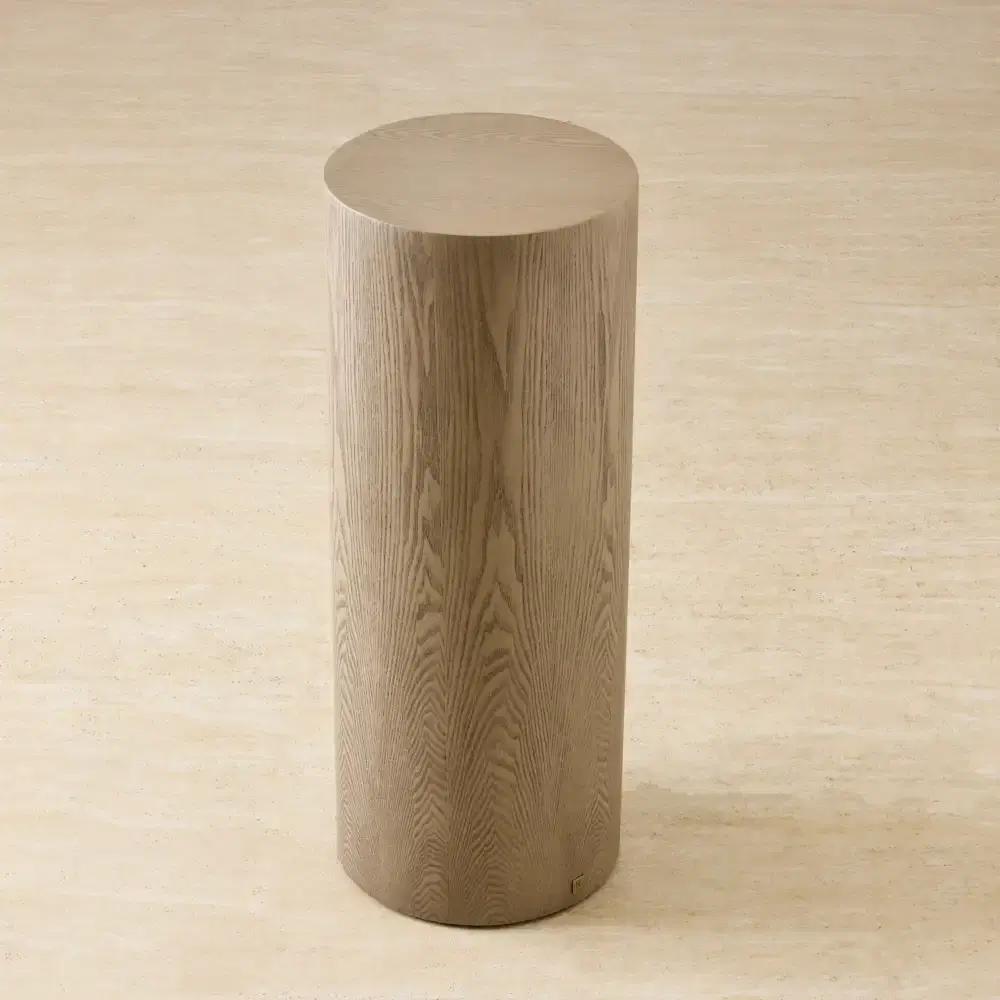 Trento Round Medium Brown Ash Veneer High Plinth