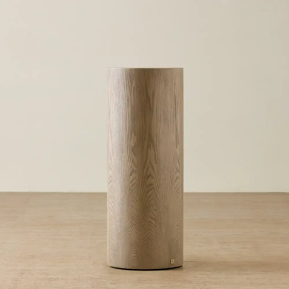 Trento Round Medium Brown Ash Veneer High Plinth