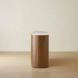 Sir Lionell Gliding White Sintered Stone Dresser - Walnut Brown Wooden Leg