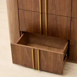 Sir Lionell Gliding White Sintered Stone Dresser - Walnut Brown Wooden Leg