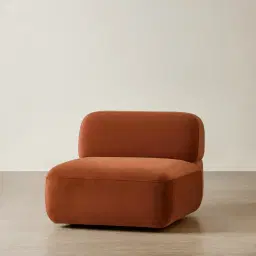 Capri Copper Brown Velveteen Modular 1 Seater Armless