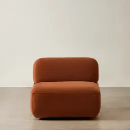 Capri Copper Brown Velveteen Modular 1 Seater Armless