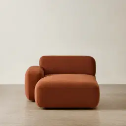 Capri Copper Brown Velveteen Modular Left Chaise