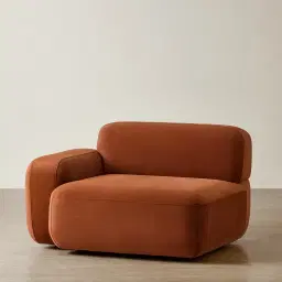 Capri Copper Brown Velveteen Modular 1 Seater Left Arm