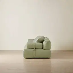 Elva Green Pastel Nubuck Leather 3-Seater Sofa