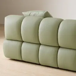 Elva Green Pastel Nubuck Leather 3-Seater Sofa