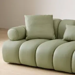 Elva Green Pastel Nubuck Leather 3-Seater Sofa