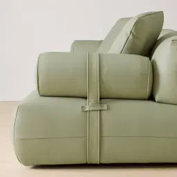 Elva Green Pastel Nubuck Leather 3-Seater Sofa