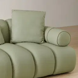 Elva Green Pastel Nubuck Leather 3-Seater Sofa