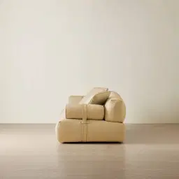 Elva Camel Tan Nubuck Leather 3-Seater Sofa