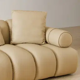 Elva Camel Tan Nubuck Leather 3-Seater Sofa