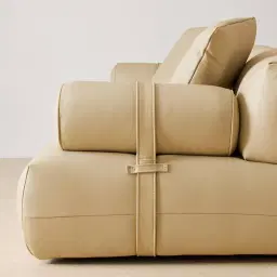 Elva Camel Tan Nubuck Leather 3-Seater Sofa