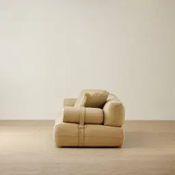 Elva Camel Tan Nubuck Leather 2-Seater Sofa