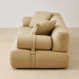 Elva Camel Tan Nubuck Leather 2-Seater Sofa