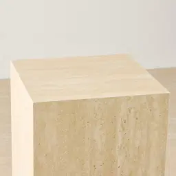 Santorini Cream Travertine Finish Sintered Stone High Plinth 35x35x90cm