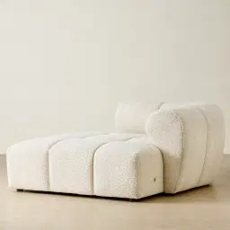 Quincy Stone Cream Woven Fabric Right Cuddler Module