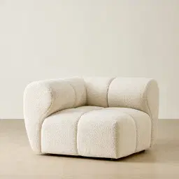 Quincy Stone Cream Woven Fabric Corner Module