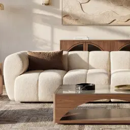 Quincy Stone Cream Woven Fabric Corner Module