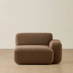 Capri Earth Brown Woven Fabric Modular 1 Seater Right Arm