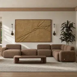 Capri Earth Brown Woven Fabric Modular 1 Seater Right Arm