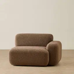 Capri Earth Brown Woven Fabric Modular 1 Seater Right Arm