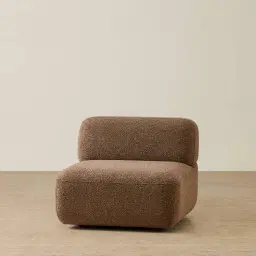 Capri Earth Brown Woven Fabric Modular 1 Seater Armless