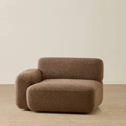 Capri Earth Brown Woven Fabric Modular 1 Seater Left Arm