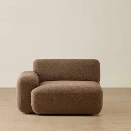 Capri Earth Brown Woven Fabric Modular 1 Seater Left Arm