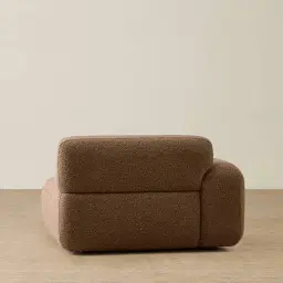 Capri Earth Brown Woven Fabric Modular 1 Seater Left Arm