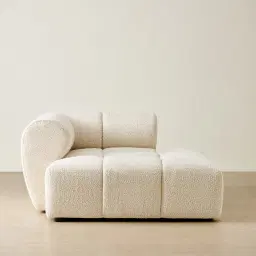 Quincy Stone Cream Woven Fabric Left Cuddler Module