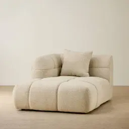 Amity Pearl Beige Fabric Left Chaise Module