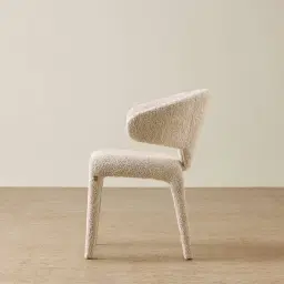 Debra Mid Beige Woven Fabric Dining Chair