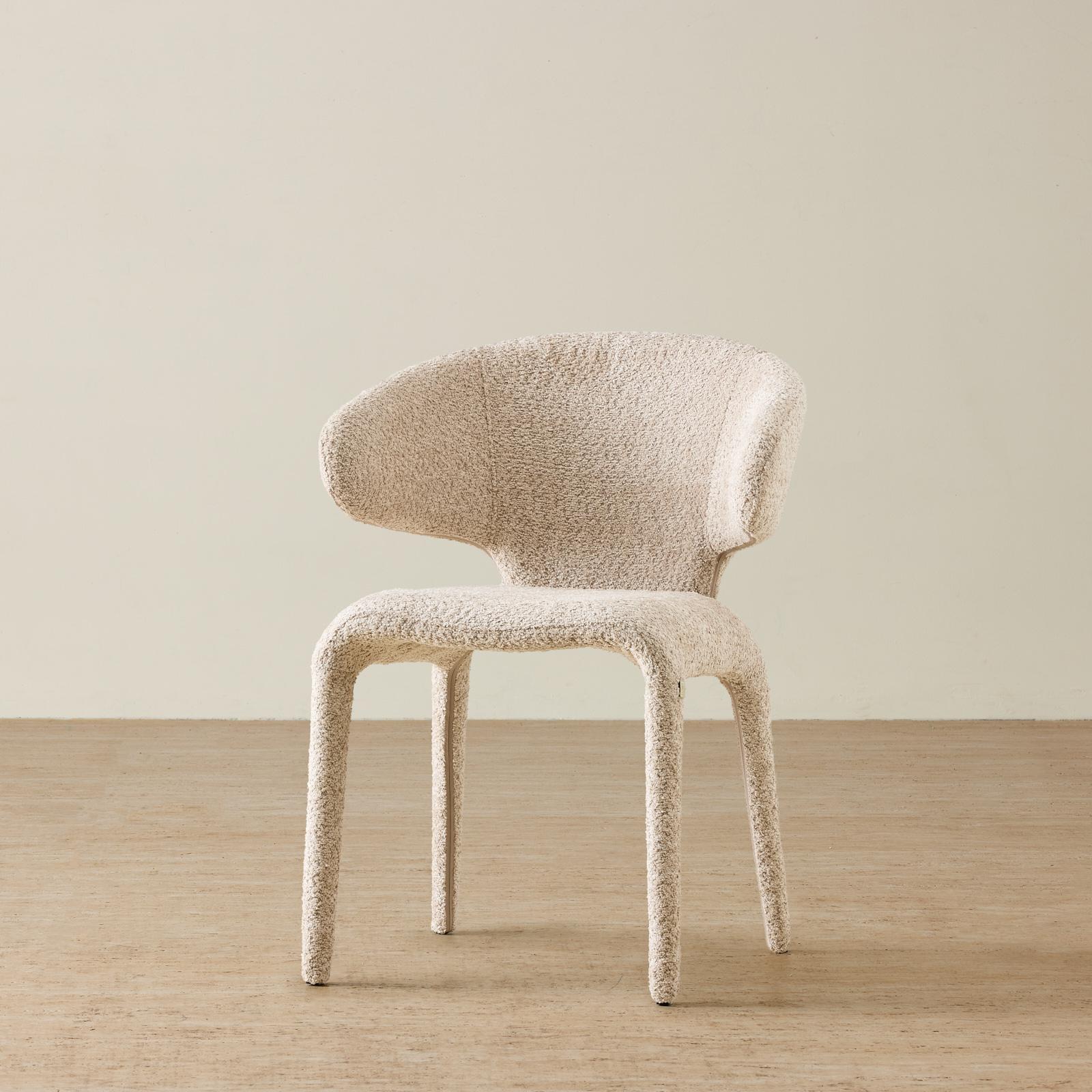 Debra Mid Beige Woven Fabric Dining Chair