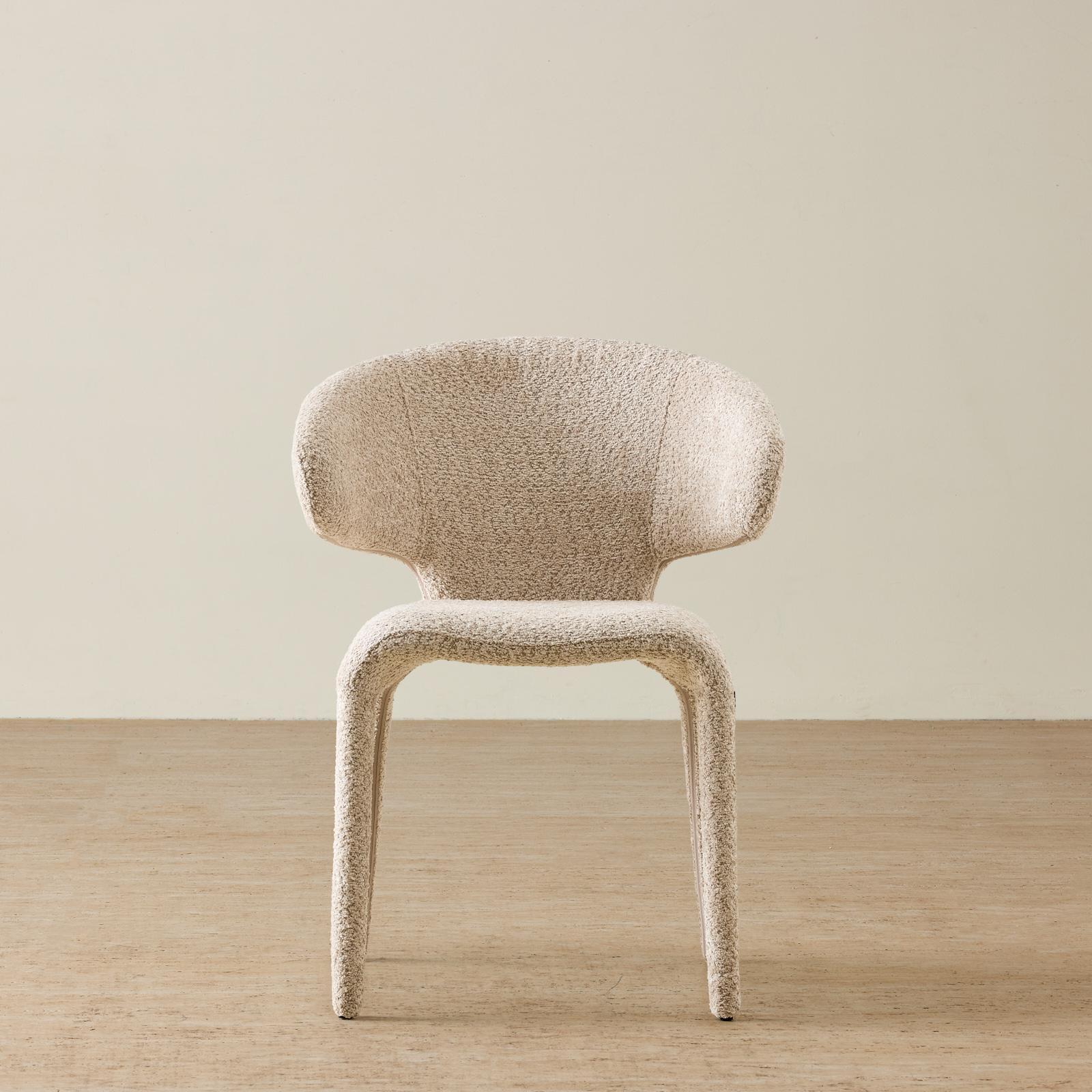 Debra Mid Beige Woven Fabric Dining Chair
