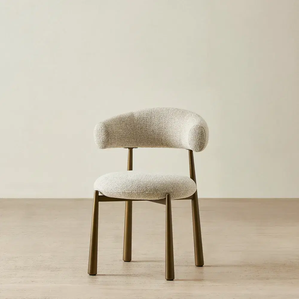 Maris Royal Cream Fabric Dining Chair - Brushed Bronze Legs