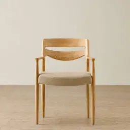 Gloria Sand Beige Vegan Leather Dining Chair - Light Ash Legs