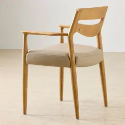 Gloria Sand Beige Vegan Leather Dining Chair - Light Ash Legs