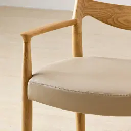 Gloria Sand Beige Vegan Leather Dining Chair - Light Ash Legs