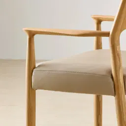 Gloria Sand Beige Vegan Leather Dining Chair - Light Ash Legs