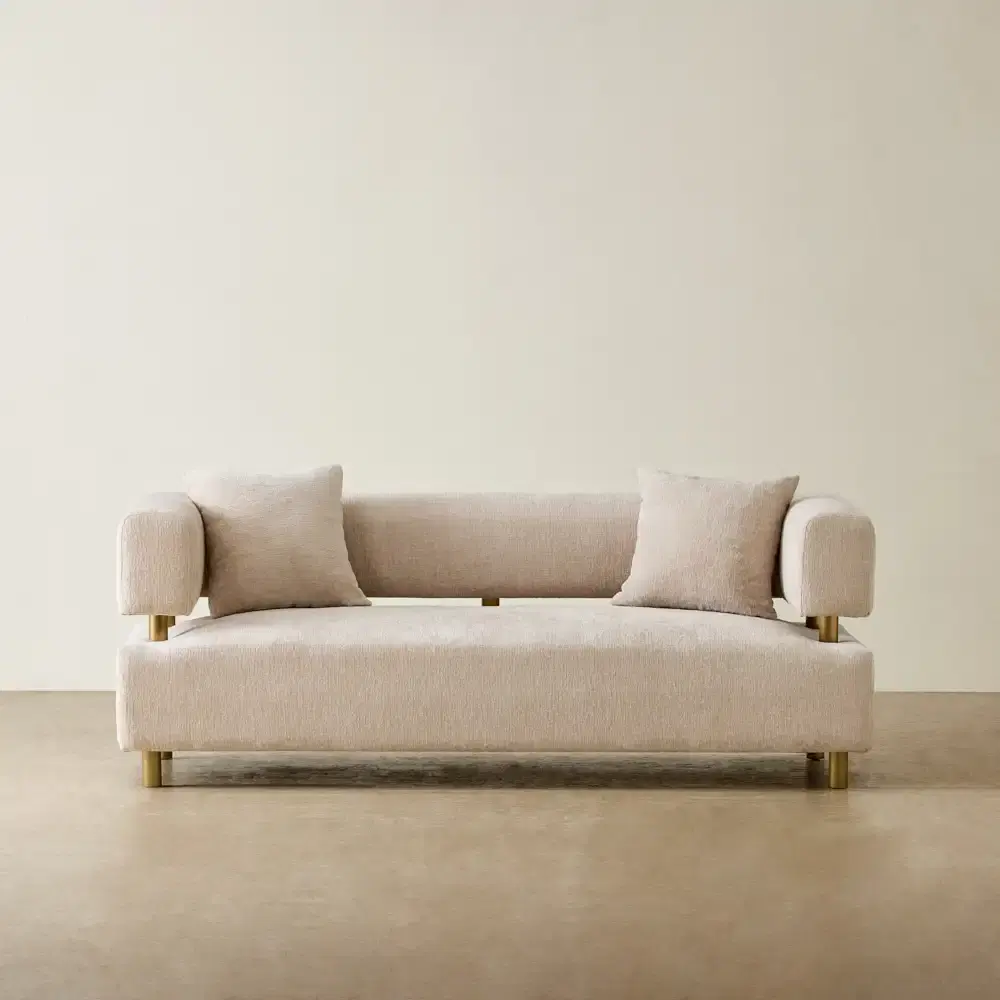 Malta II 2-Seater Powder White Chenille Fabric Sofa