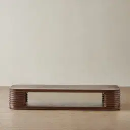 Ophelia Smoky Walnut Veneer Curved Coffee Table - 180x90cm