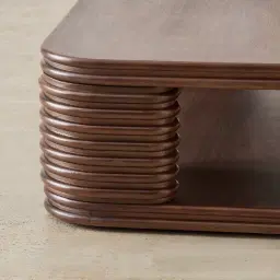 Ophelia Smoky Walnut Veneer Curved Coffee Table - 180x90cm