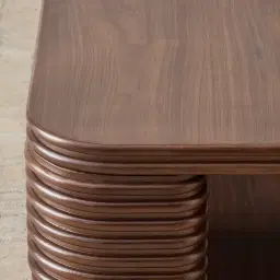 Ophelia Smoky Walnut Veneer Curved Coffee Table - 180x90cm