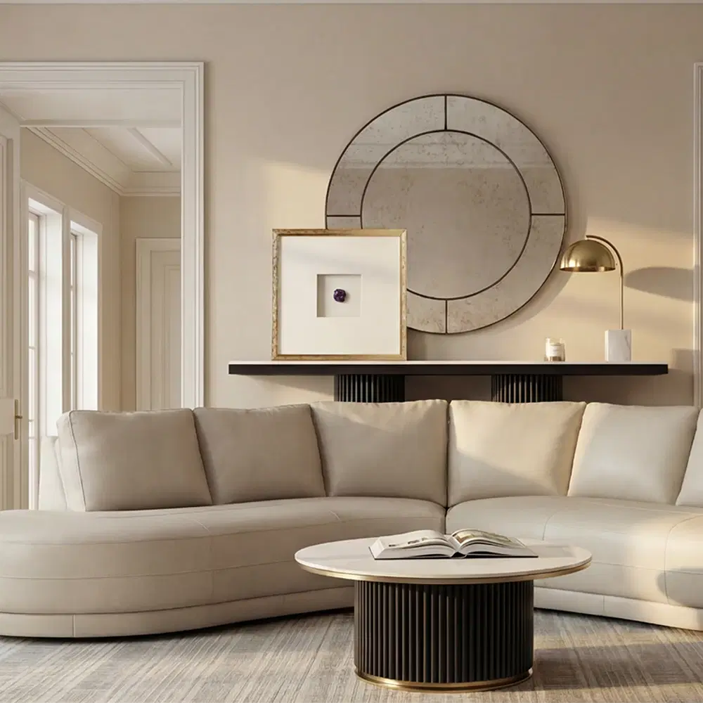 Solveig II Black Round Mirror