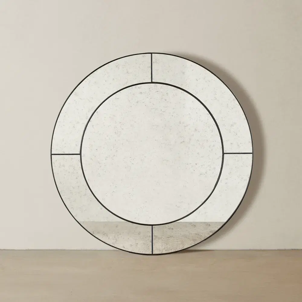 Solveig II Black Round Mirror